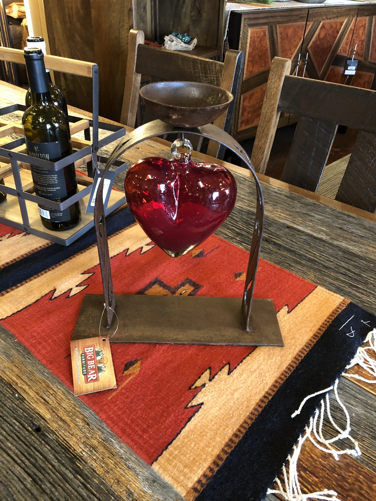 Iron Arch Heart Candle Holder (Med Red Heart) - Big Bear Furniture